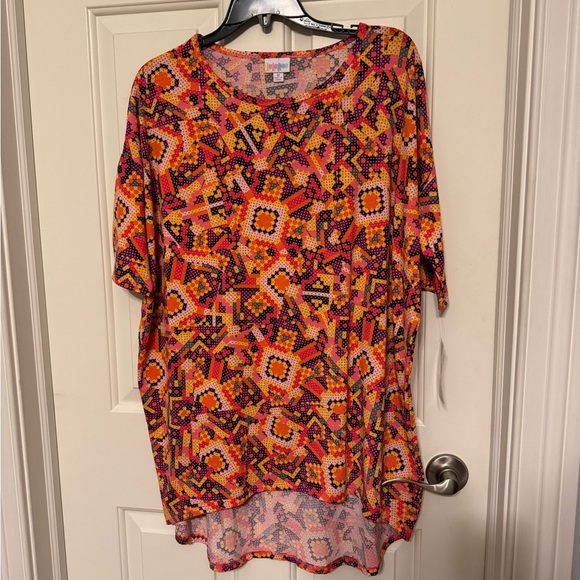 Lularoe Irma High Low Oversized Shirt Top Purple Orange Yellow Design Sz Med - Picture 1 of 7